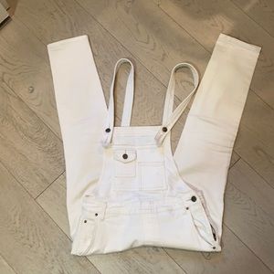 White jean overalls